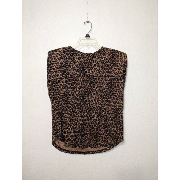 Good American Leopard Print Crew Neck Strong Extended Shoulder Tank Size 3 (Lg) - Picture 6 of 11